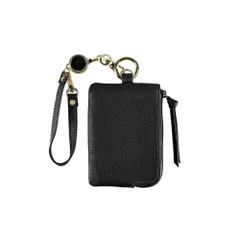 ☆ ブラック ☆ LIZDAYS 本革マルチミニポーチ LIZDAYS パスケース コインケース リール付き 落ちない 定期入れ レディース キーケース 小銭入れ 本革 カード入れ カードケース キーリング ミニポーチ カラビナ リズデイズ lz-67108