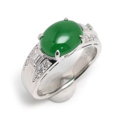 ヒスイダイヤモンドリング 約11.5号 PT900・翡翠2.985ct