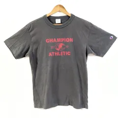 (^w^)b Champion チャンピオン 半袖 クルーネック Tシャツ ダーク グレー プリント ロゴ 綿100% ワッペン 英字 シンプル 着回し 定番 SINCE 1919 ストレッチ CHAMPION ATHLETIC メンズ サイズL