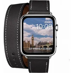Apple Watch バンド アップルウォッチ バンド(42/44/45/49mm, 二重巻き型 ブラック +シルバーバックル)