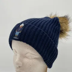 KO3300□ポロラルフローレン ポロベア ポンポンつき ニット帽 ビーニー ニットキャップ ネイビー