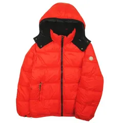 モンクレール MONCLER 青タグ オールド ヴィンテージ ダウンジャケット ブルゾン コート フーデット フード付き アームロゴ ワッペン ナイロン Vintage old アウター サイズ1 レッド 赤 メンズ /♪7のサムネイル