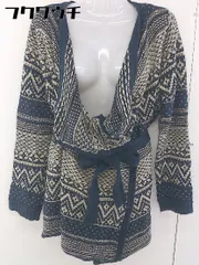 ◇ ◎ Simplicite シンプリシテェ 総柄 長袖 カーディガン ネイビー オフホワイト系 レディース  【中古】 【1109100024905】