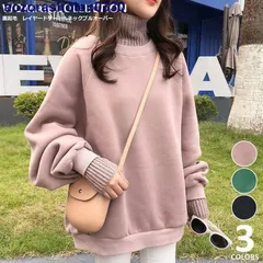 トレーナー レディース 裏起毛 冬 長袖 タートルネック レイヤード 大きいサイズ 重ね着風 ニット プルオーバー xzjhioo#
