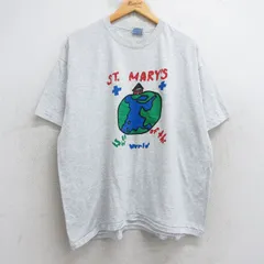 XL/古着 ヘインズ 半袖 ビンテージ Tシャツ メンズ 90s 地球 大きいサイズ クルーネック 薄グレー 霜降り spe 25aug05 中古