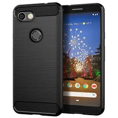 Google Pixel 3a ケース ピクセル3a  カーボン調 薄型 耐衝撃 ソフト ケース 【Color】 ブラックのサムネイル