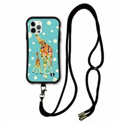 [iPhone16 Pro] スマホショルダー付 アニマル柄 動物 iPhone15 Pro i-coronケース iPhone 14 Pro 14 Plus 13 12 11 XR スマホケース 肩掛け 斜め掛け スマホ ショルダーストラップ キリン 親子 