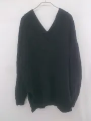 ◇ Alma Design アルマデザイン シンプル Vネック チュニック 長袖 ニット セーター サイズM ブラック レディース E  【1306210015667】