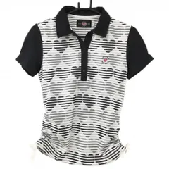 ★特価★ビバハート 半袖ポロシャツ 黒×白 ハート柄 ボーダー  レディース 40(M) ゴルフウェア VIVA HEART