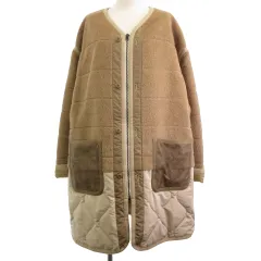 ジュンヤワタナベ JUNYA WATANABE タグ付き 22AW アルパカ ノーカラー キルティング 切替コート JJ-J024 ベージュ Mのサムネイル