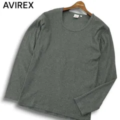 AVIREX アヴィレックス 通年 ストレッチ★ 長袖 Uネック リブ カットソー ロンTシャツ Sz.XL メンズ 灰 グレー 大きいサイズ