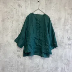 human woman  ヒューマンウーマン　ノーカラー5分袖シアーシャツ　レディース　レディース　Mサイズ