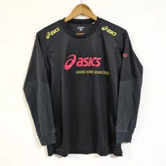 (^w^)b asics アシックス 長袖 インナー トレーニング ウェア シンプル 重ね着 プリント 人気 ロゴ 運動 ジム ストレッチ 薄手 スポーツ 古着 着回し ブラック メンズ 黒 サイズMのサムネイル