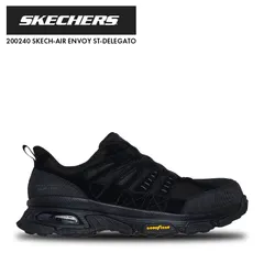 【12時まで即日発送】安全靴 作業靴 スケッチャーズ 200240 25cm～30cm ブラック スケッチエア エンボイ ST - デリゲーター ハンズフリースリップインズ 先芯入り メンズ SKECHERS ワークシューズ セーフティーシューズ