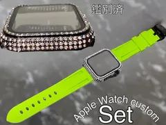 ブラック　ライム　アップルウォッチ ケースカバーApple Watch. Dラバーベルト ラバーバンド キラキラカバー ケース 鑑別済み 最高品質