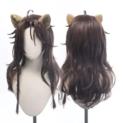 【新着商品】ABUNDANTDOODS コスプレウィッグ+耳 レオナ・キングスカラー Leona Kingscholar コスチューム用小物 専用ネットと櫛付 ブラウン