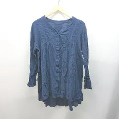 ◇ ITEMS URBAN RESEARCH Vネック 無地 薄手 長袖 ブラウス サイズFREE ネイビー レディース E  【1308160036365】