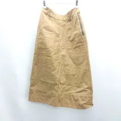 ◇ ⊂ MARGARET HOWELL マーガレット・ハウエル スリット入り 膝下丈 フレア スカート サイズ1 ブラウン系 レディース E  【1502180044489】