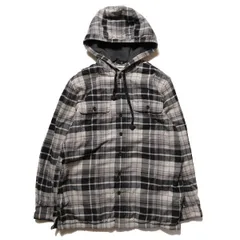 00's 10's LLビーン フリースライニング コットン フード ネルシャツ (M) 黒×灰 チェック フードネル パーカー シャツジャケット L.L.Bean　アメリカ古着 USED  ビンテージ ヴィンテージ