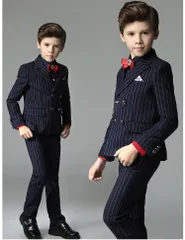 160cm ネイビー 卒業式 スーツ 男の子 小学生 子供服 ピアノ 発表会 結婚式 フォーマル ストライプ 入学式 おしゃれ キッズフォーマル セットアップ ジャケット ズボン dg140s1