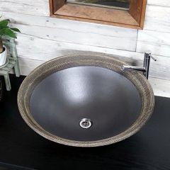 信楽焼 手洗い鉢 洗面ボウル 陶器 幅58.5cm 大型サイズ 焦げはけ目特大手洗い鉢 tr-4138