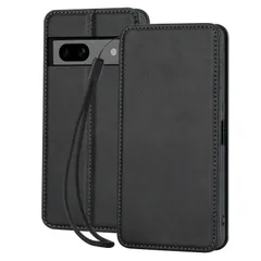 【人気商品】レザー スマホケース 7a カード収納 ぴくせる 手帳型 内蔵マグネット式 ケース 7A ブラック Pixel