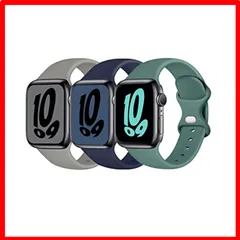 【おすすめ】 42/44/45/49mm S/M_グレー/カクタス/ダークブルー 3本セット コンパチブル Apple watch バンド アップルウォッチ バ