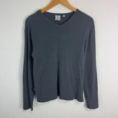 AVIREX U.S.A. アヴィレックス ロンT 長袖Tシャツ サーマル ワッフル生地 ワンポイントロゴ メンズMサイズ シンプル 無地 グレー 古着 ストリート アメカジ