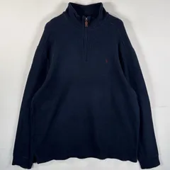 古着 90's/90年代 ポロバイラルフローレン Polo by Ralph Lauren コットンニット ハーフジップ 大きいサイズ XL  ネイビー メンズ