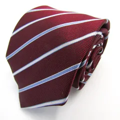 レミュー ブランド ネクタイ ストライプ柄 格子柄 シルク PO メンズ ワインレッド LES MUES 【中古】