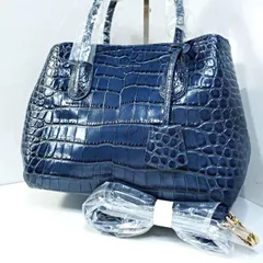 【美品/未使用級】 レザージュエルズ LEATHER JEWELS ショルダーバッグ エキゾチック クロコ レザー 本革 2way ショルダーバッグ ハンドバッグ ネイビー 5962720e20250704