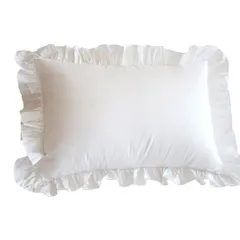 【新着商品】(ホワイト 結婚式 フリル付き 無地 75×50cm) ホワイト ピローケース 綿100% 75×50cm(70x50cmも可） 枕カバー