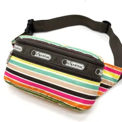 【良品】 LESPORTSAC レスポートサック ボディバッグ ウエストポーチ ショルダーバッグ ナイロン マルチカラー ブラウン  茶色 ユニセックス 男女兼用 レディース メンズ