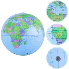 【人気商品】空気入れのおもちゃ 世界地図 ラーニングリソーシズ 英文表記 子供用 地球風船 地球儀 学習 地球儀 ビーチボール型 球径30cm Lanito
