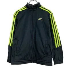adidas プリント ジャージ キッズ M ブラック イエロー アディダス ジップアップ トラックジャケット 古着卸 アメリカ仕入 a609-6354