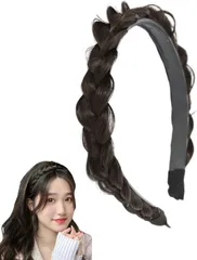Liebendo カチューシャ 三つ編み ヘアバンド ヘアアクセサリー かわいい 自然 おしゃれ 前髪 ウィッグ ヘアアレンジ 簡単(ブラウンブラック,  フリーサイズ)