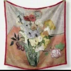 世界の名画シリーズ スカーフ『バラとアネモネのある日本の花瓶』ゴッホ