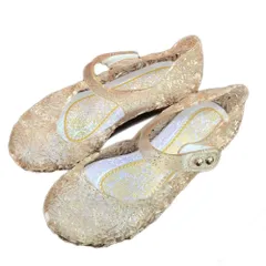 ☆ ゴールド ☆ 28サイズ（内寸17cm） ☆ サンダル キッズ プリンセス キラキラ サンダル キッズ 女の子 ストラップサンダル 靴 くつ シューズ 子供用サンダル 子供 子ども 可愛い かわいい おしゃれ 水遊び 軽量 軽い 柔らかい 面ファスナー