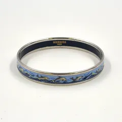 HERMES エナメルバングル 青/金 中古】 エルメス バングル ユニ メタル エナメル ゴールド