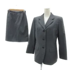 アリスバーリー Aylesbury スーツ セットアップ 上下 テーラードジャケット ミドル丈 シングルボタン 総裏地 タイトスカート ひざ丈 無地 11 グレー /YS38