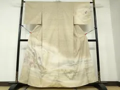 平和屋着物●訪問着　ぜんまい紬　風景樹林文　暈し染め　正絹　逸品　DAAW5555ud