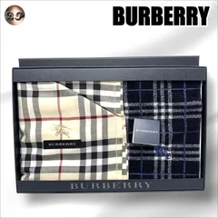 【未使用品】BURBERRY　バーバリー　ハンカチ 2枚セット　チェック柄　ネイビー　ベージュ系　レディース