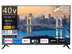 テレビ 40型 KEIYO OBN-40TWD1 スマートテレビ NewBridge Google TV 地上波もネット動画も視聴可能 裏番組録画 外付けHDD対応 Wチューナー（保証あり：美品）