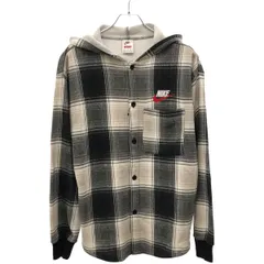 Supreme×NIKE シュプリーム ナイキ 18AW Plaid Hooded Sweatshirt フーデッドチェックシャツ  グレー Sのサムネイル
