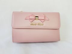 ミュウミュウ 二つ折り財布 5ML014 ピンク リボン MIUMIU