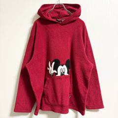 ディズニー パーカー長袖ビッグサイズクリスマス総柄赤コットン混 