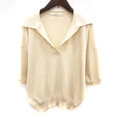 フリークスストア FREAKS STORE ニット カットソー  Vネック 半袖 F クリーム /RT ■MO