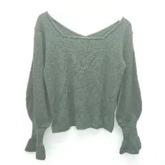 ◇ mline エムライン スクエアネック リブ カジュアル おしゃれ 長袖 ニット サイズF ブラック レディース E  【1310050035662】