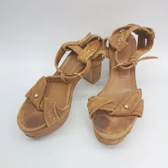 ◇ PIPPICHIC ピッピシック スエード調 無地 ストラップ サンダル サイズM ブラウン レディース E  【1310050025977】