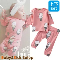 ベビー服 キッズ 女の子 アイスクリーム柄 上下セット ピンク chd-f017